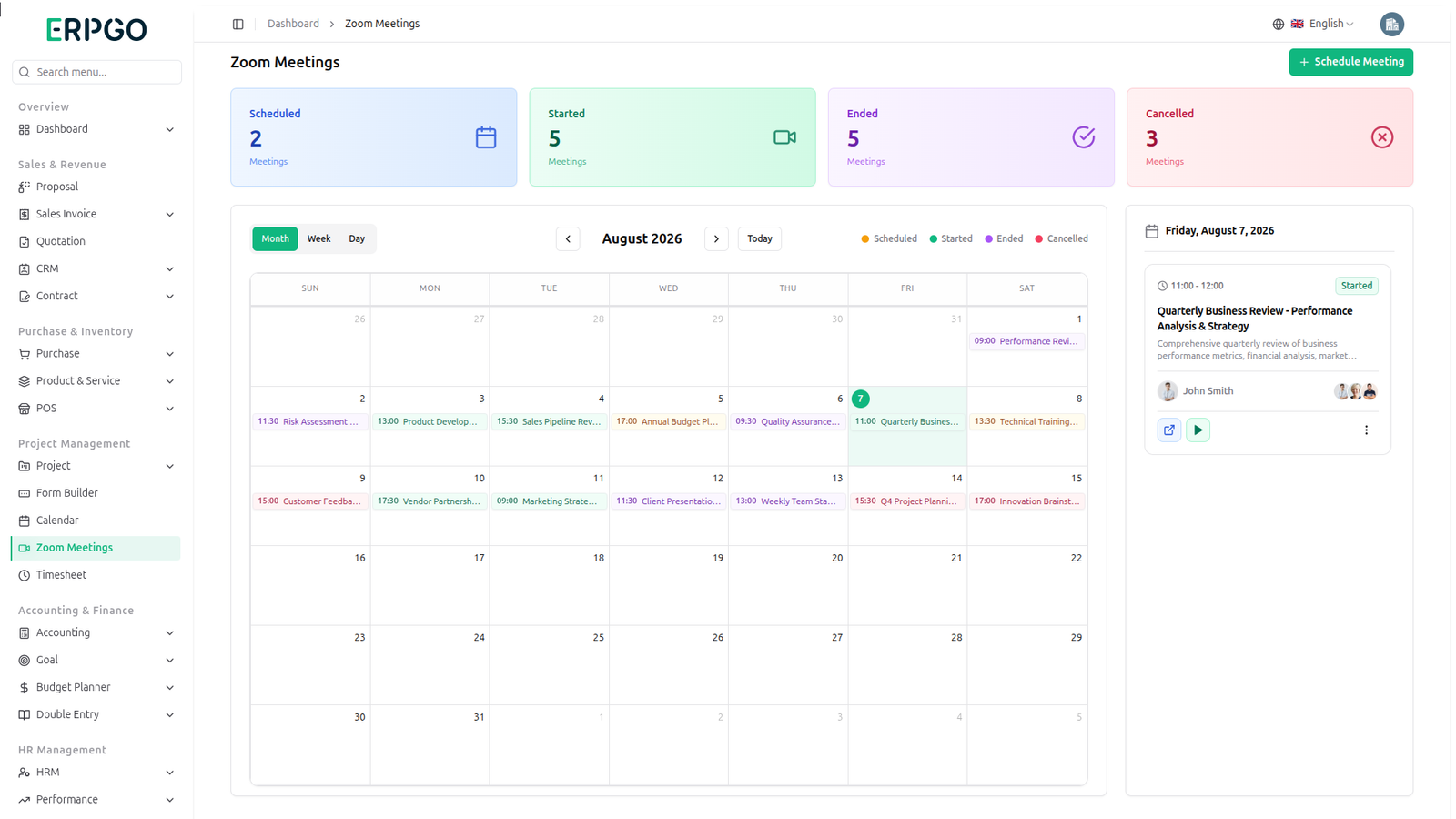 POS Dashboard et Ventes ERPGO